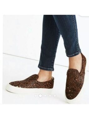 Madewell Sidewalk Slip On Sneakers In Mini Leopard Calf Hair.